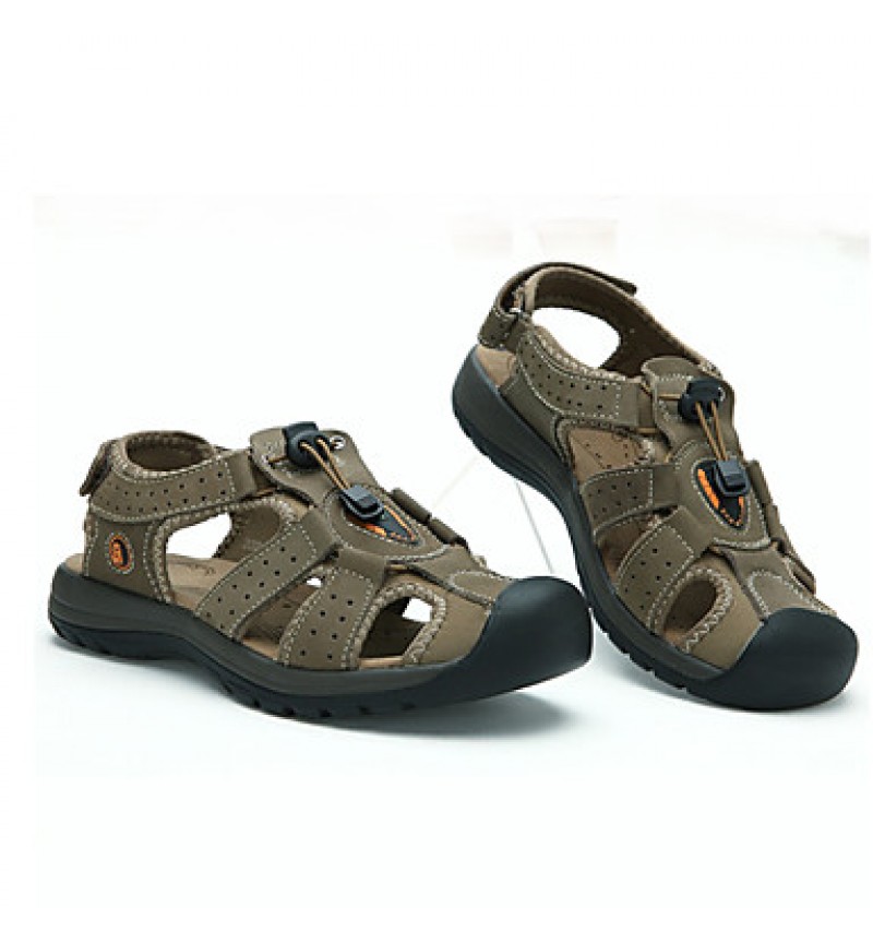 Men's Shoes Outdoor / Casual Leather Sandals Brown / Khaki  