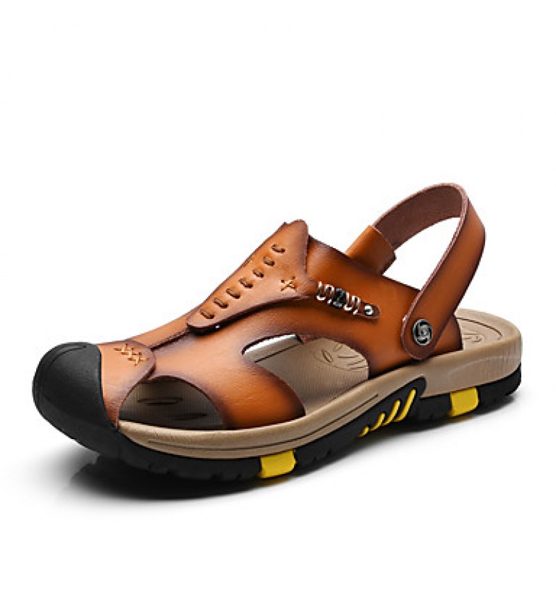 Men's Genuine Leather Slippers Outdoor Flip-Flops Comfortable Sandals  