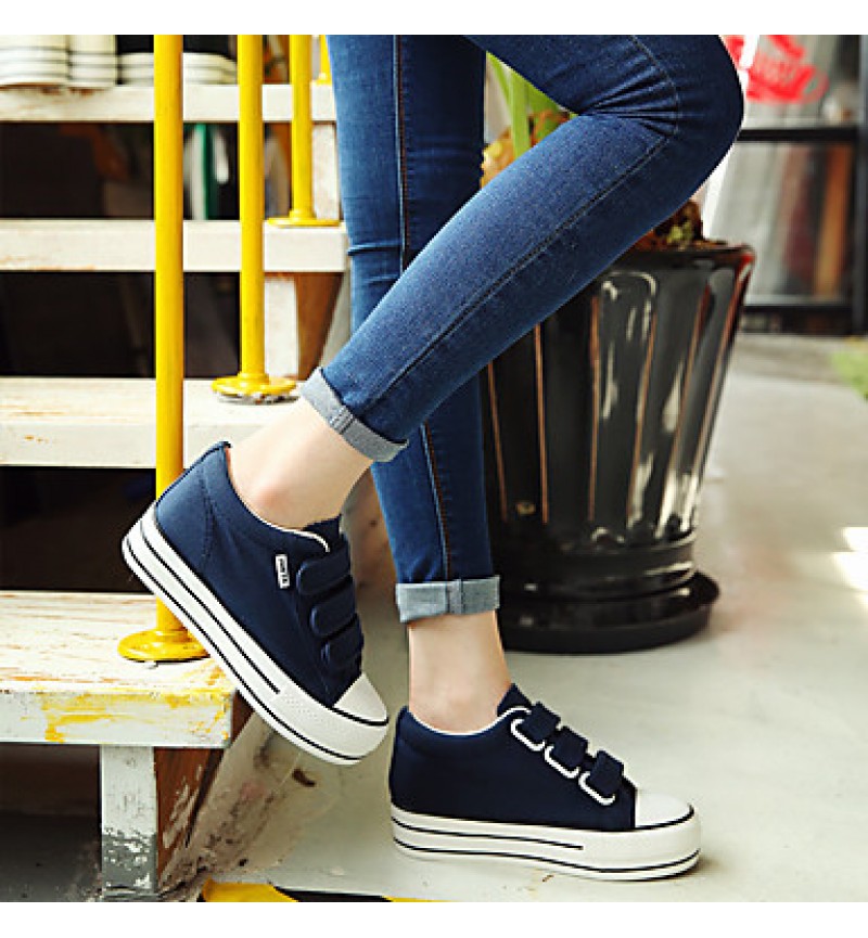 Women's Sneakers/ Comfort/Flats Canvas Athletic/Casual Flat Heel Lace-up Black/Blue/White Walking