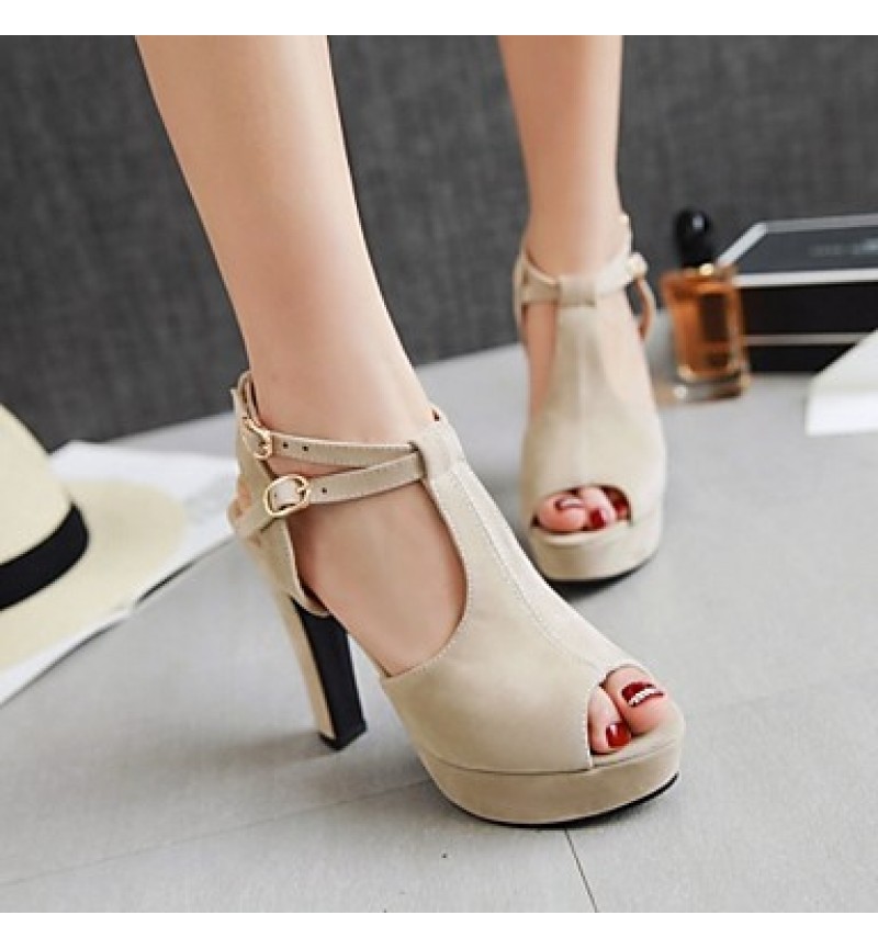 Women's Shoes Leatherette Stiletto Heel Peep Toe Sandals Wedding / Office & Career / Party