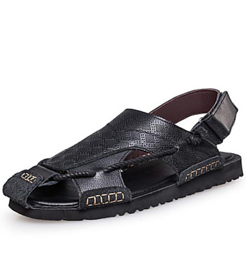 Men's Shoes Outdoor / Office & Career / Athletic / Dress /Casual Nappa Leather Sandals Big Size Black / Brown  