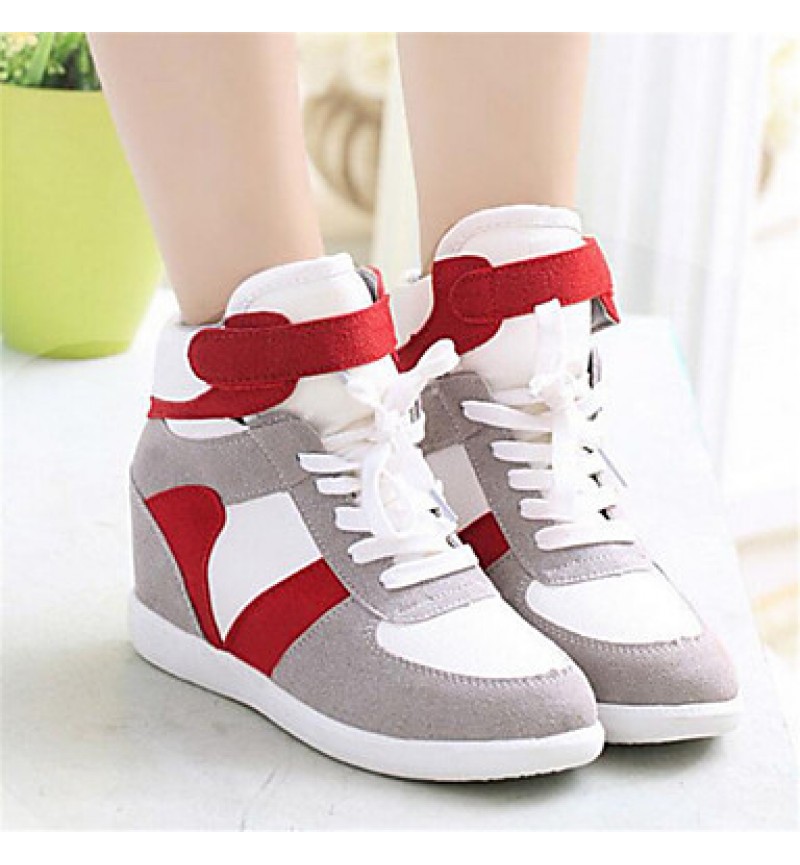 Women's Sneakers Spring / Fall Wedges Canvas Outdoor / Casual Wedge Heel Lace-up Black / Gray Others