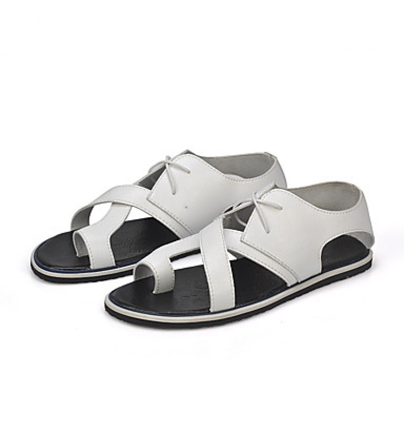   Men's Shoes Casual Leatherette Sandals Black / White  