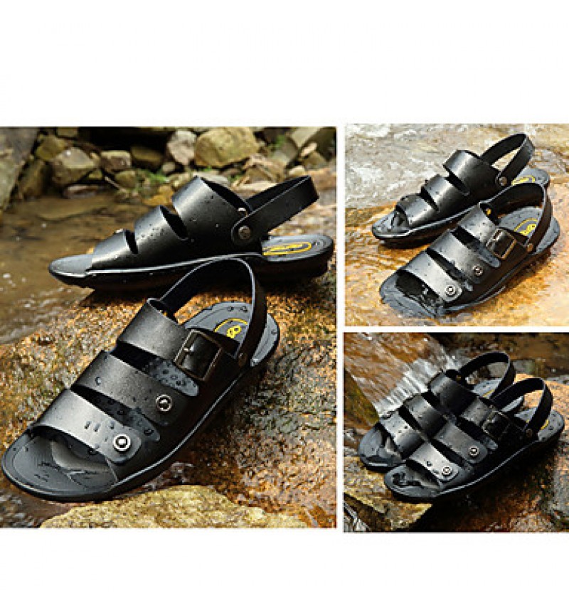 Men's Shoes Outdoor / Office & Career / Athletic / Dress / Casual Leather Sandals Black / Brown / White  