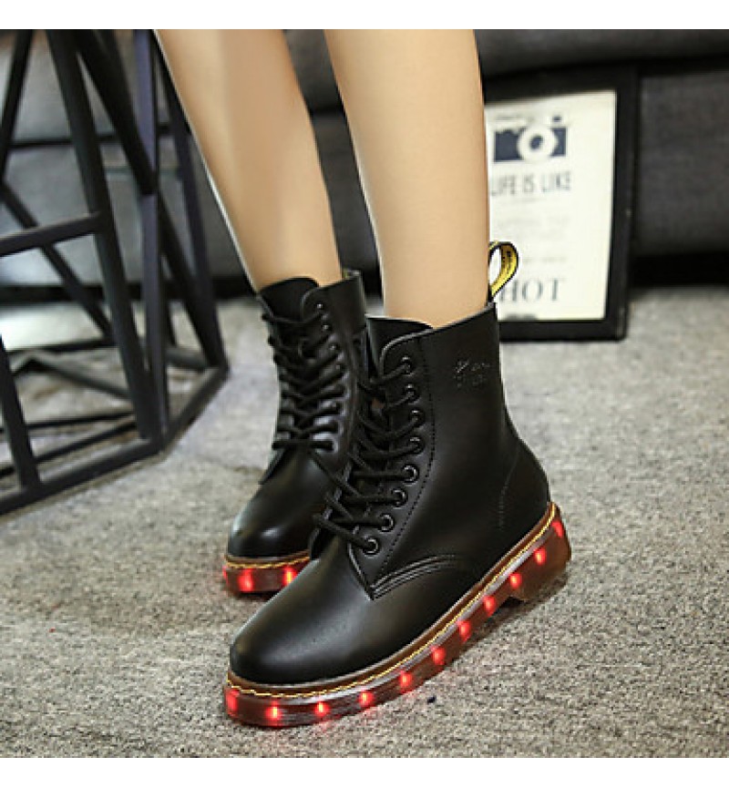 7 Colors Luminous Shoes Men Women Unisex Couple Lace-Up Toe Boot Martin boots Fashion Casual Flat Led Shoes Usb Charging  