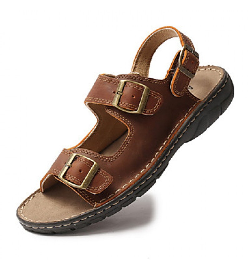 Men's Shoes Outdoor / Athletic / Casual Leather Sandals Brown  