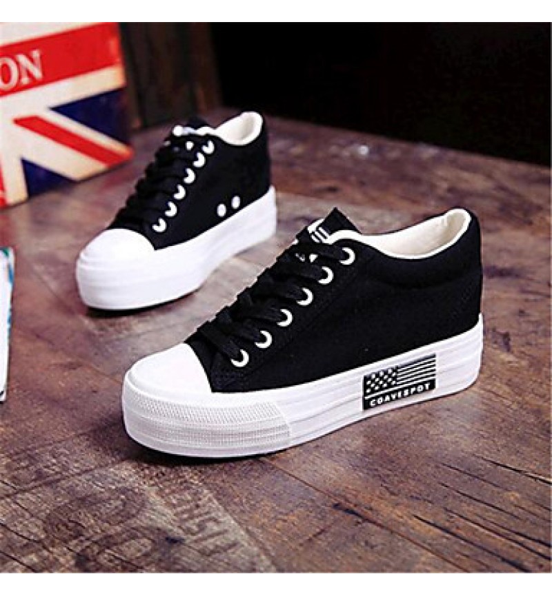 Women's Shoes Canvas Platform Comfort Fashion Sneakers Outdoor / Casual Black / Blue / Red / White