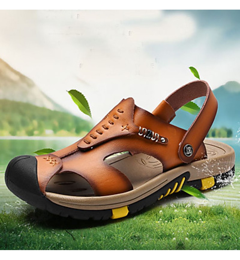 Men's Shoes Outdoor / Office & Career / Athletic / Dress / Casual Nappa Leather Sandals Brown  