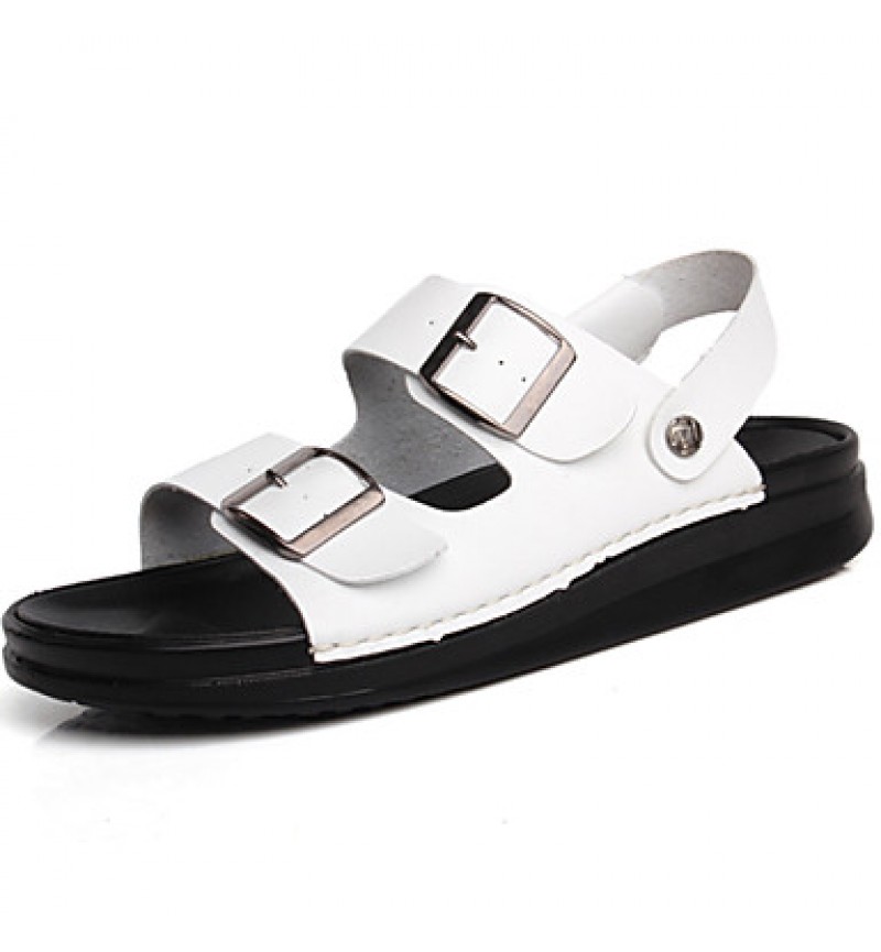 Men's Shoes Outdoor / Office & Career / Work & Duty / Athletic / Casual Nappa Leather Sandals Black / Brown / White  