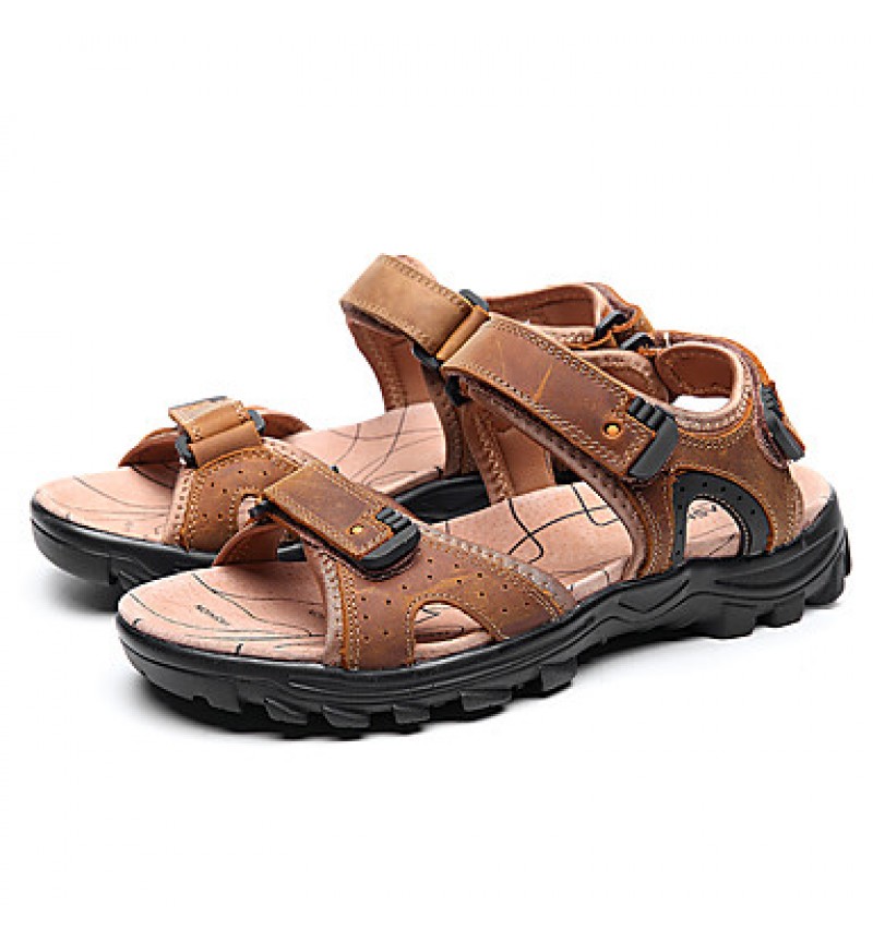 Men's Shoes Outdoor / Office & Career /Work & Duty / Athletic / Dress / Casual Nappa Leather Sandals Black/Brown  