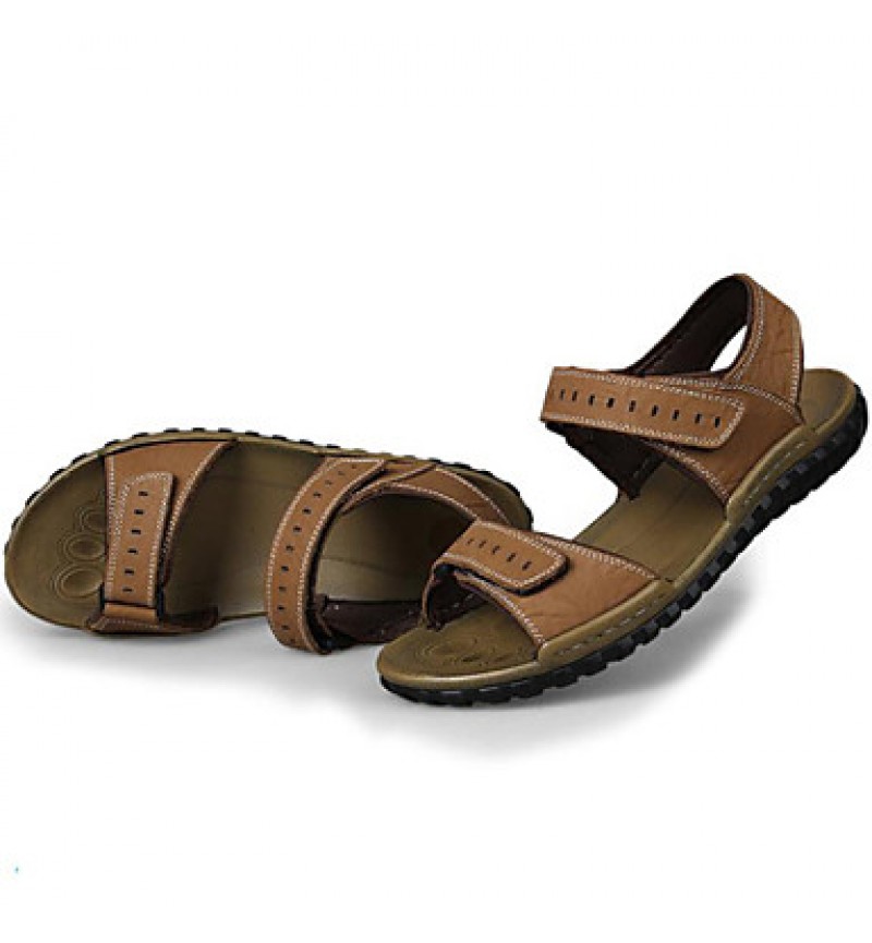 Men's Shoes Outdoor / Office & Career / Athletic / Casual Nappa Leather Big size Sandals Khaki  