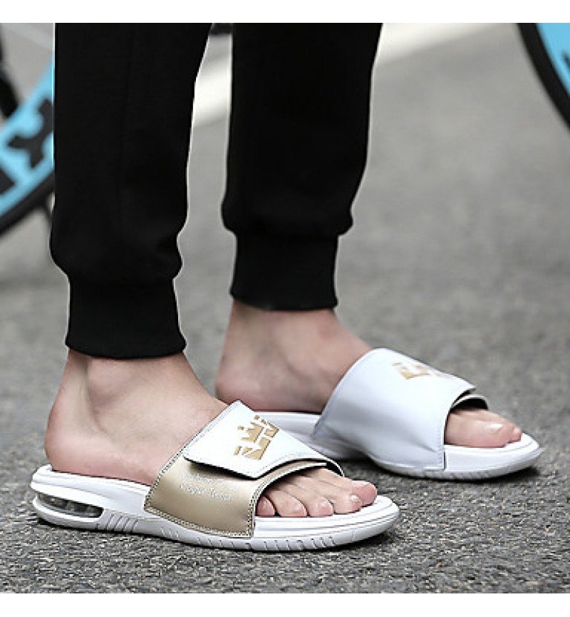 Men's Slippers Casual/Beach/Home Fashion Microfibre Leather Slip-on Shoes Slide Sandals 39-44  