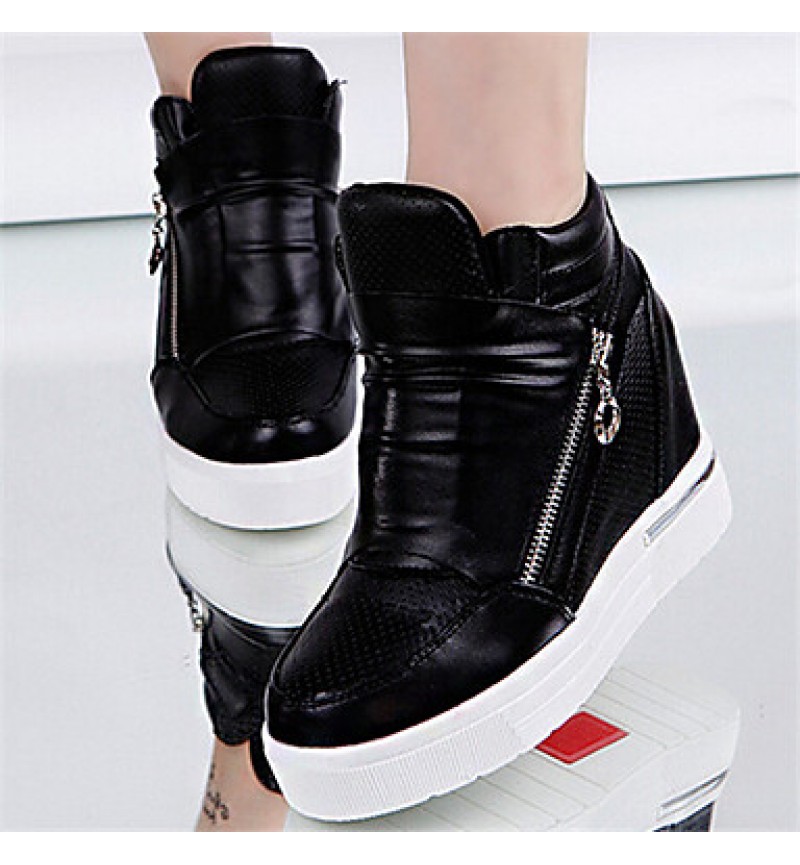 Women's ShoesFlat Heel Round Toe Fashion Sneakers Casual Black/White/Silver