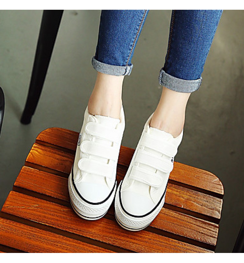 Women's Sneakers/ Comfort/Flats Canvas Athletic/Casual Flat Heel Lace-up Black/Blue/White Walking