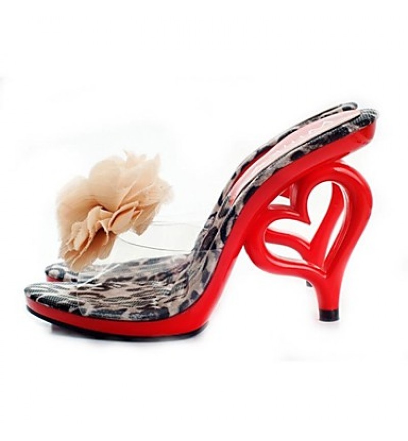 Women's Summer / Fall Heels Leatherette Party & Evening Stiletto Heel Flower Black / Pink / Red