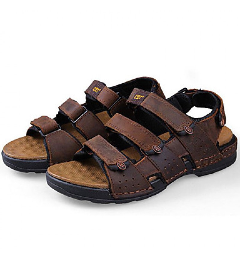 Men's Shoes Outdoor / Office & Career / Athletic / Dress / Casual Nappa Leather Sandals Black / Brown  