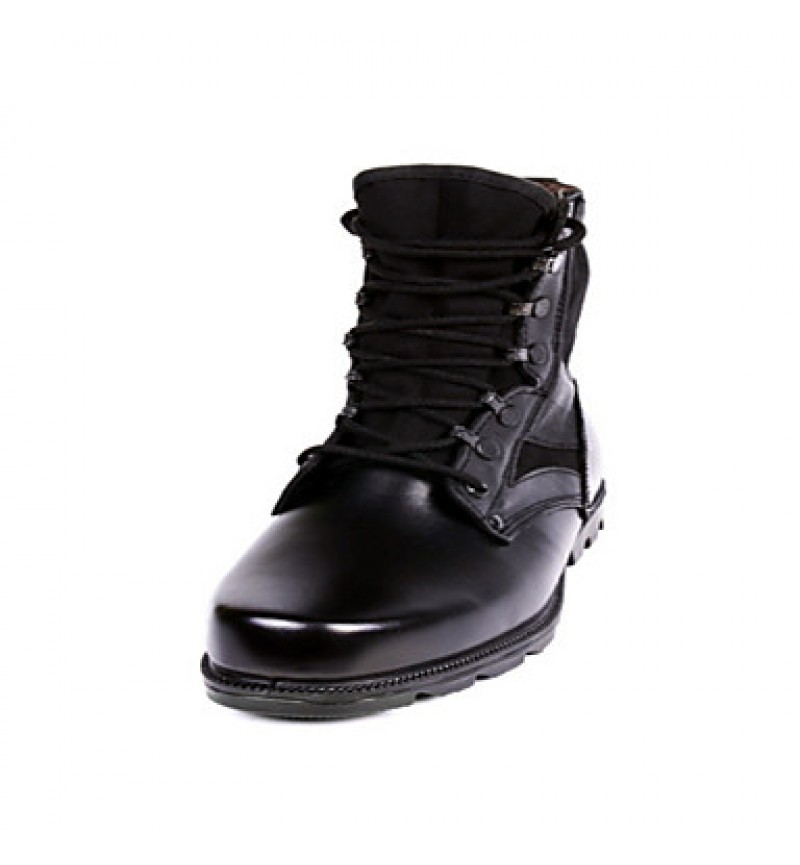 Shoes Leather / Canvas Outdoor / Athletic Boots Outdoor / Athletic Flat Heel Lace-up Black  