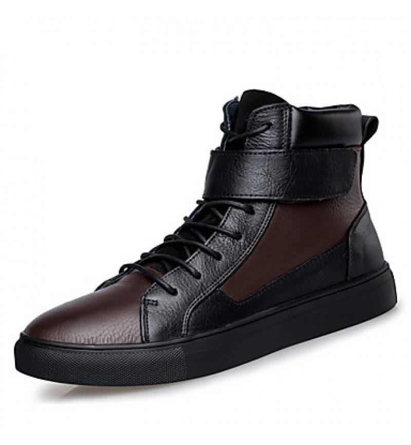 Shoes Casual Leather Boots Black / Brown  