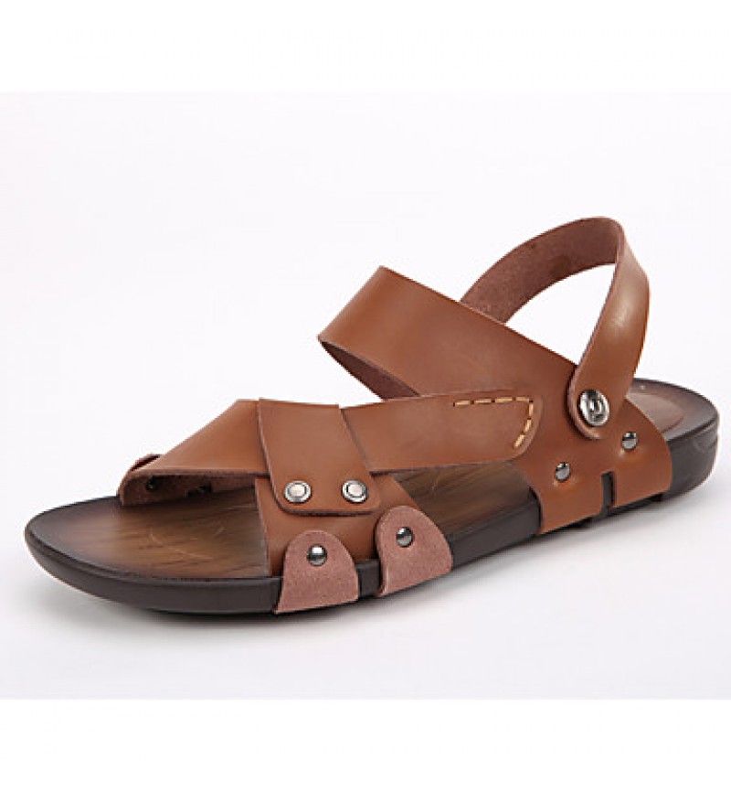   Men's Shoes Casual Leather Sandals Black / Brown  