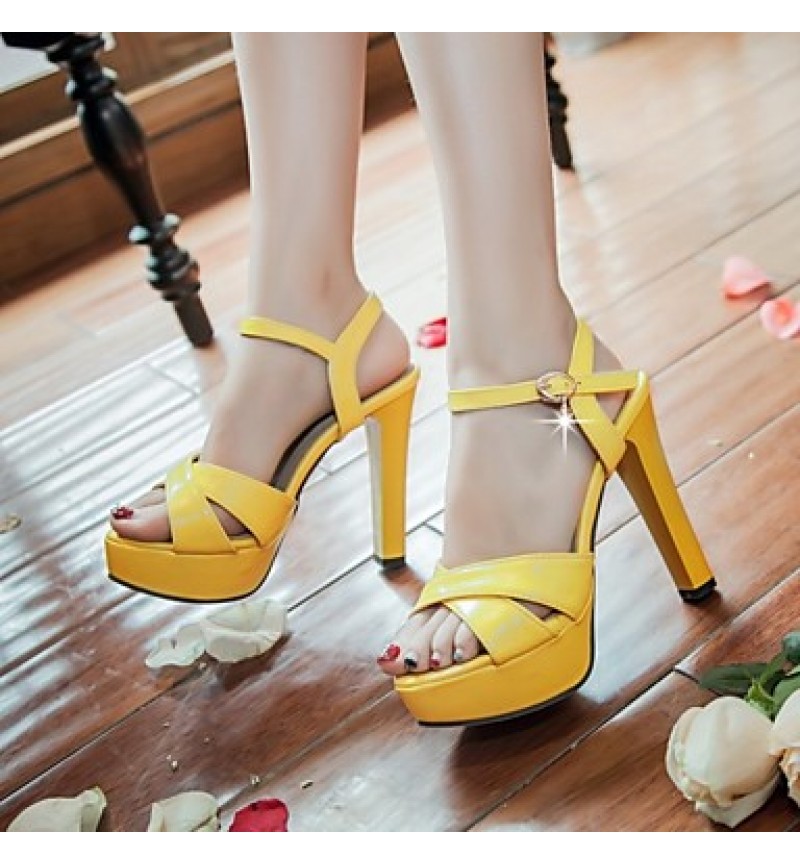 Women's Shoes Leatherette Stiletto Heel Peep Toe Sandals Wedding / Office & Career / Party