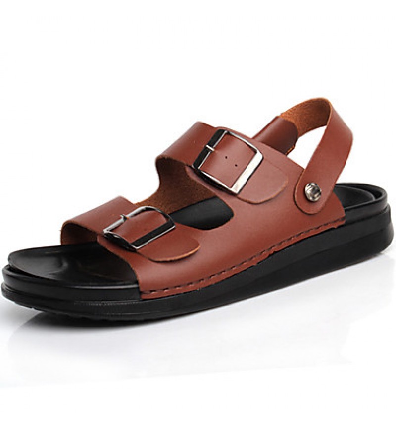 Men's Shoes Outdoor / Office & Career / Work & Duty / Athletic / Casual Nappa Leather Sandals Black / Brown / White  