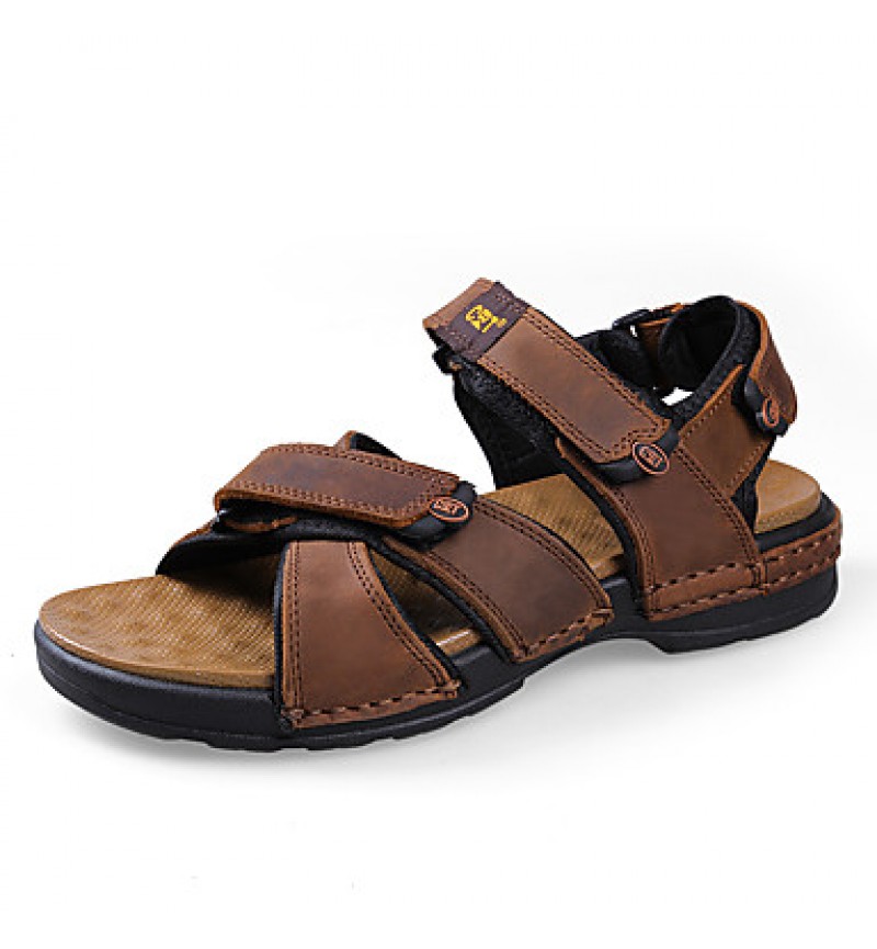 Men's Shoes Outdoor / Office & Career / Athletic / Dress / Casual Nappa Leather Sandals Black / Brown  