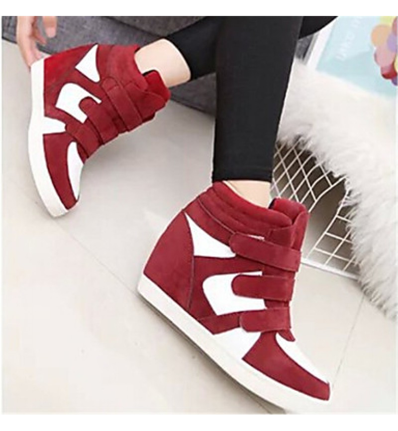 Women's Spring / Fall Wedges Fleece Outdoor / Casual Wedge Heel Buckle Black / Red