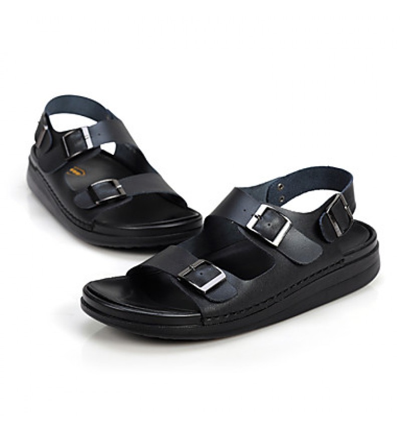 Men's Shoes Outdoor / Casual Leather Sandals / Slip-on Black / Brown / White  