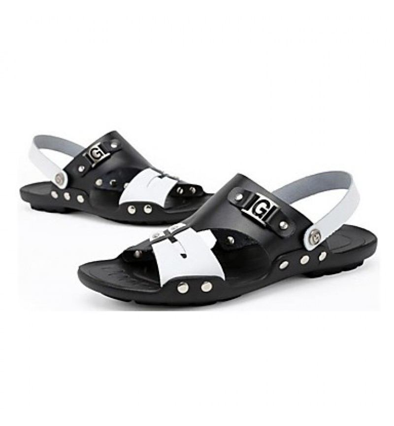 Men's Shoes Outdoor / Office & Career / Athletic / Dress / Casual Nappa Leather Sandals Black  