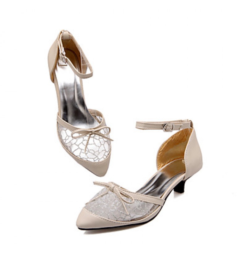 Women's Shoes PU / Lace Low Heel Heels / Two-Piece / Comfort / Pointed Toe Sandals / Heels Outdoor