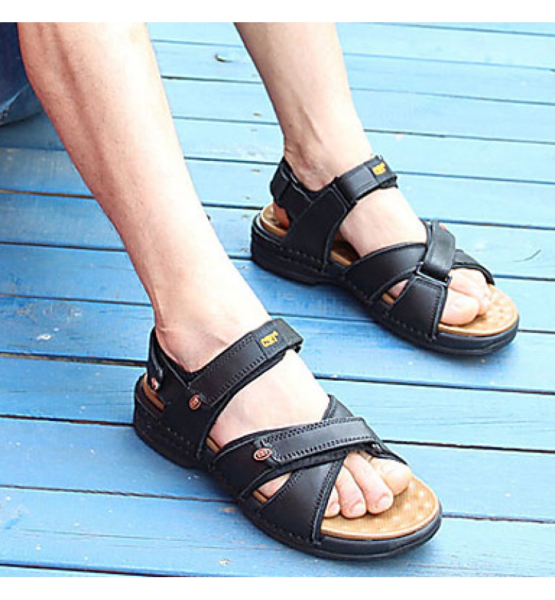 Men's Shoes Outdoor / Office & Career / Athletic / Dress / Casual Nappa Leather Sandals Black / Brown  