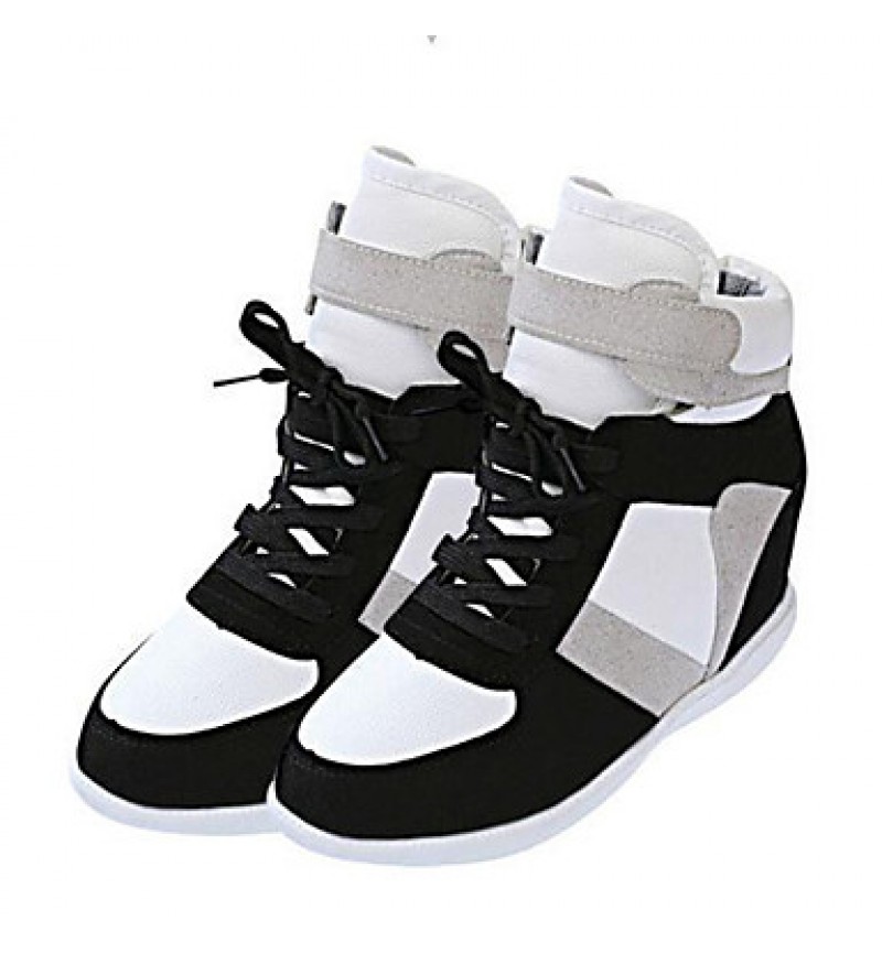 Women's Sneakers Spring / Fall Wedges Canvas Outdoor / Casual Wedge Heel Lace-up Black / Gray Others