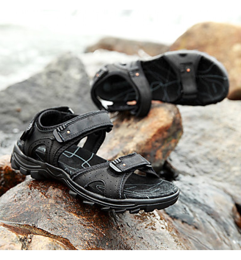 Men's Shoes Outdoor / Office & Career /Work & Duty / Athletic / Dress / Casual Nappa Leather Sandals Black/Brown  