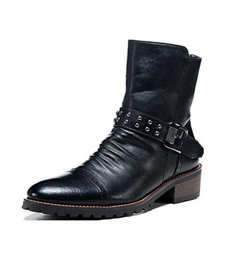 Shoes Wedding / Party  Evening / Casual Leather Boots Black  