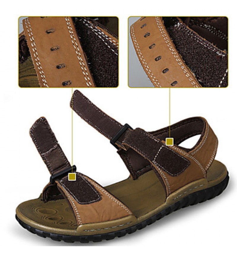 Men's Shoes Outdoor / Office & Career / Athletic / Casual Nappa Leather Big size Sandals Khaki  