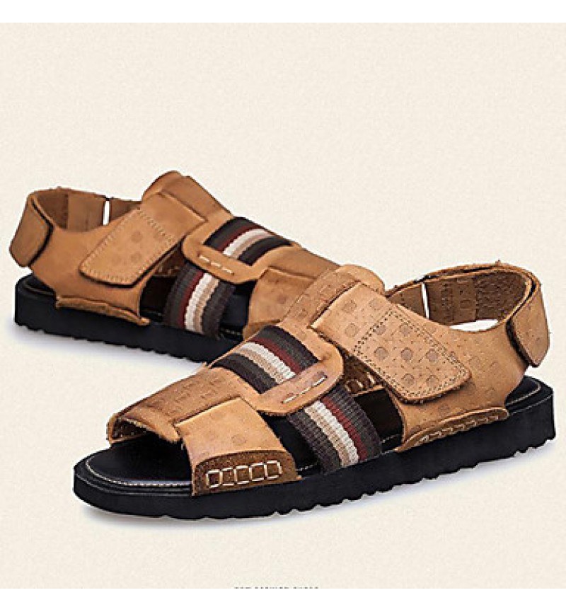 Men's Shoes Outdoor / Office & Career / Athletic / Dress /Casual Nappa Leather Sandals Big Size Black / Brown  