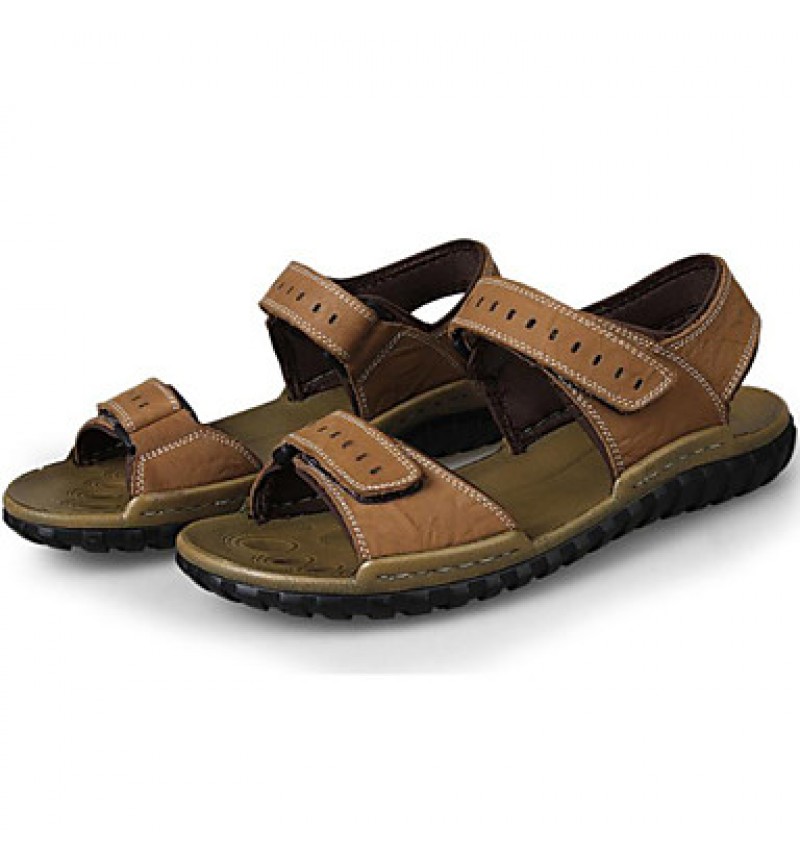 Men's Shoes Outdoor / Office & Career / Athletic / Casual Nappa Leather Big size Sandals Khaki  