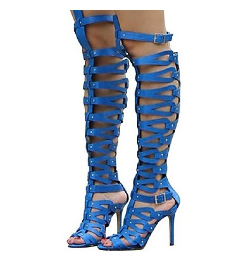 Women's Shoes Leatherette Stiletto Heel Heels / Open Toe Sandals Party & Evening / DressBlack /