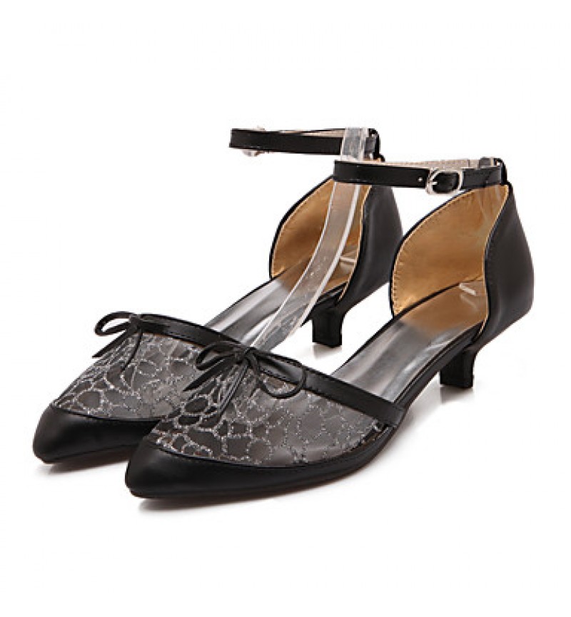 Women's Shoes PU / Lace Low Heel Heels / Two-Piece / Comfort / Pointed Toe Sandals / Heels Outdoor