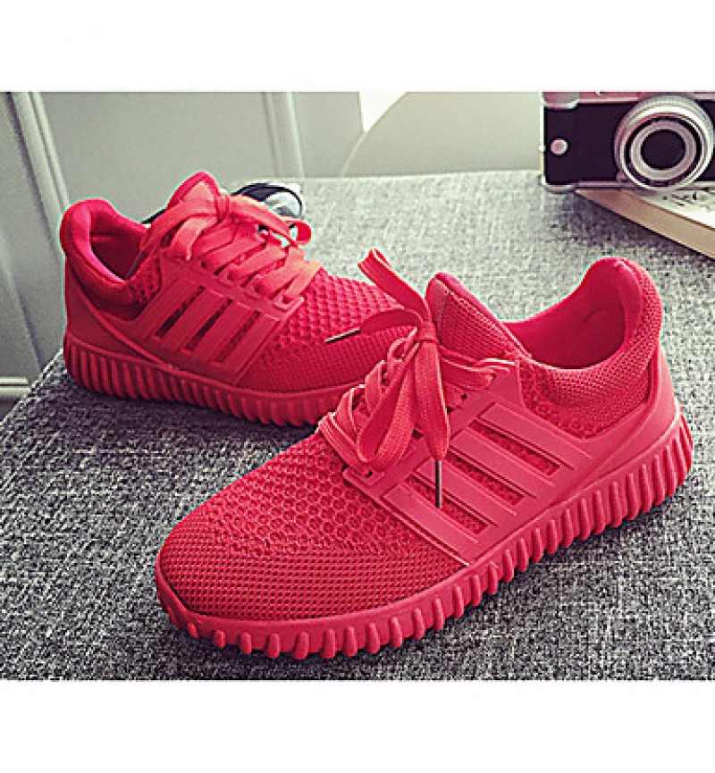 Women's Sneakers Spring / Fall Comfort PU / Tulle Outdoor / Athletic Flat Heel Lace-up Black / Red / White Sneaker