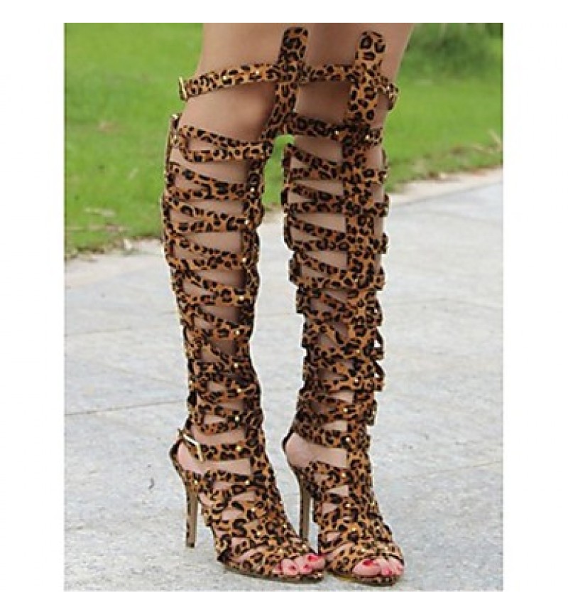 Women's Shoes Leatherette Stiletto Heel Heels / Open Toe Sandals Party & Evening / DressBlack /