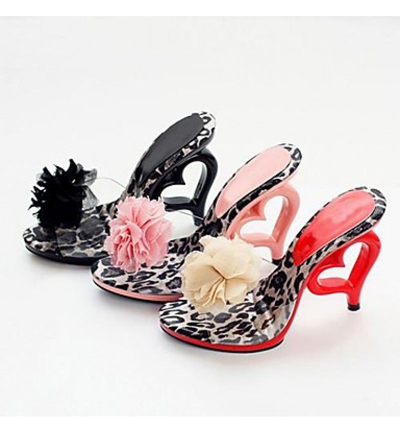 Women's Summer / Fall Heels Leatherette Party & Evening Stiletto Heel Flower Black / Pink / Red