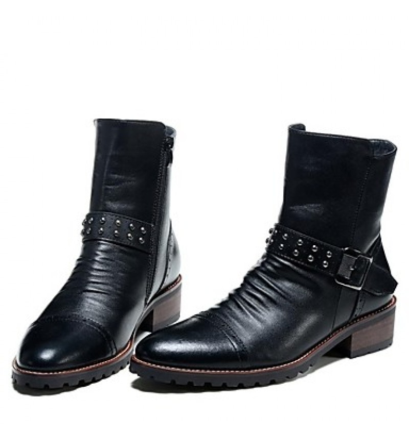 Shoes Wedding / Party  Evening / Casual Leather Boots Black  