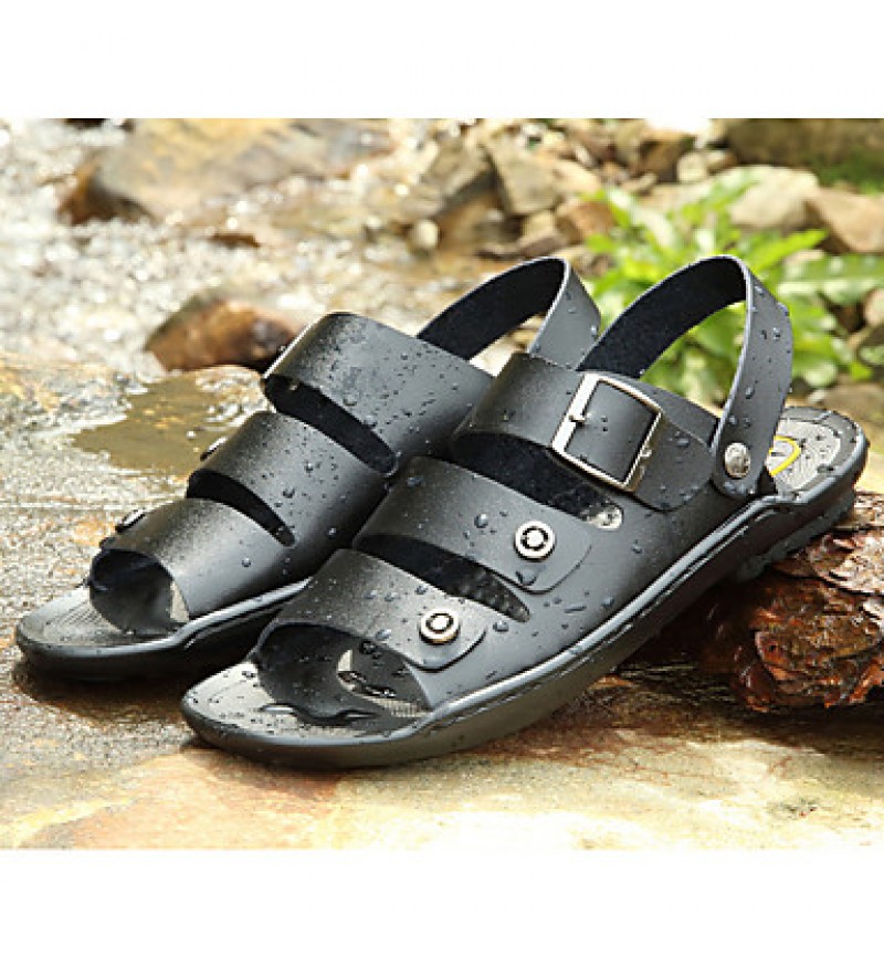 Men's Shoes Outdoor / Office & Career / Athletic / Dress / Casual Leather Sandals Black / Brown / White  