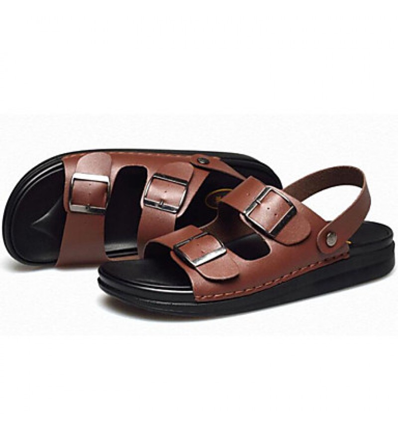 Men's Shoes Outdoor / Office & Career / Work & Duty / Athletic / Casual Nappa Leather Sandals Black / Brown / White  