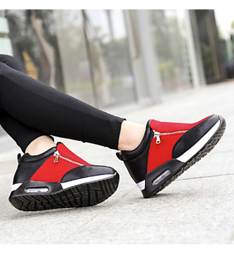 Women's Spring / Summer / Fall / Winter Platform / Creepers Leatherette Outdoor / Casual / Athletic Flat Heel Zipper / Chain Black / Red