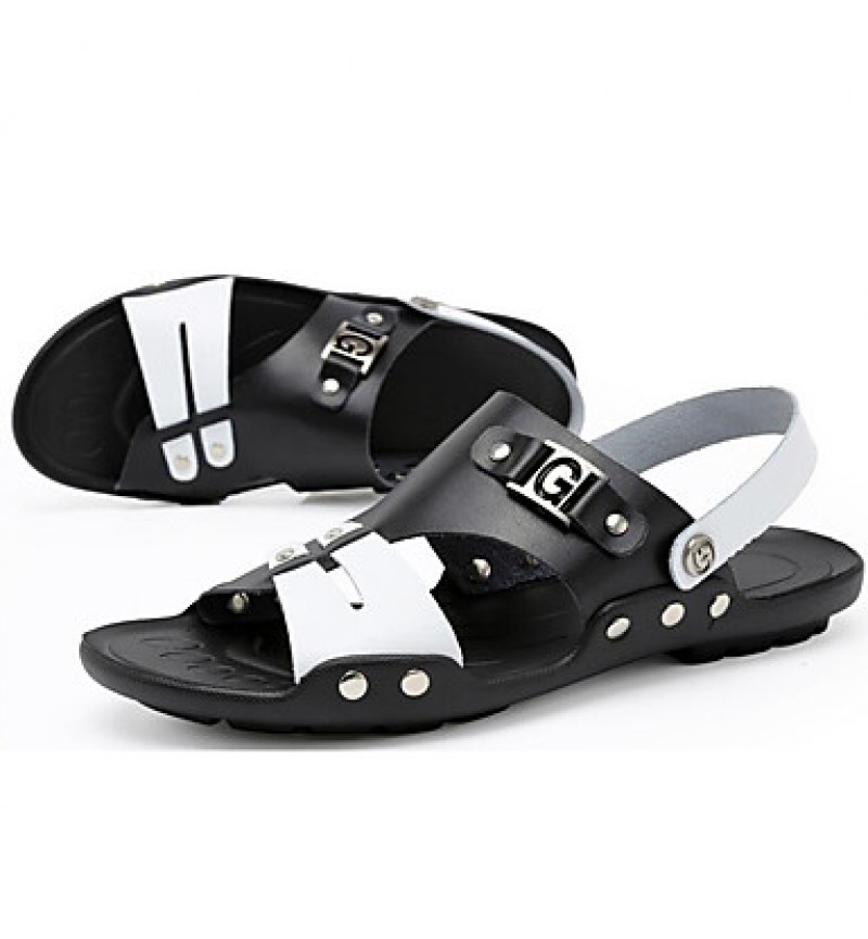 Men's Shoes Outdoor / Office & Career / Athletic / Dress / Casual Nappa Leather Sandals Black  