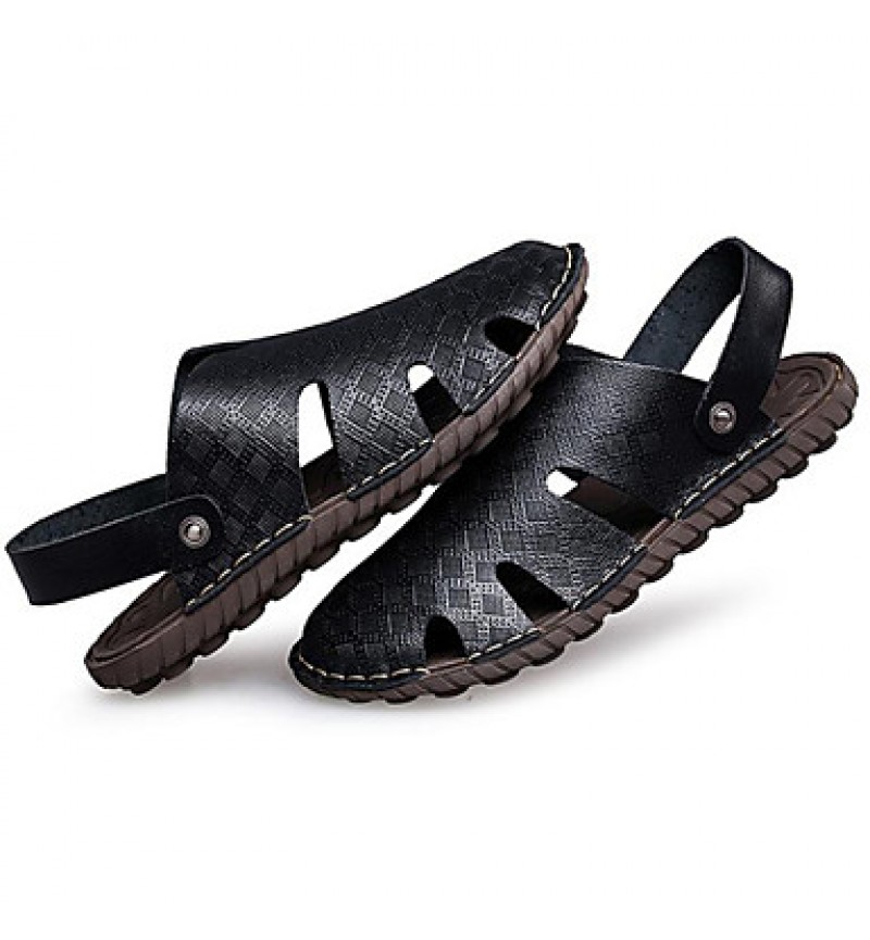 Men's Shoes Outdoor / Office & Career / Athletic / Dress / Casual Nappa Leather Sandals Big Size Black / Brown  