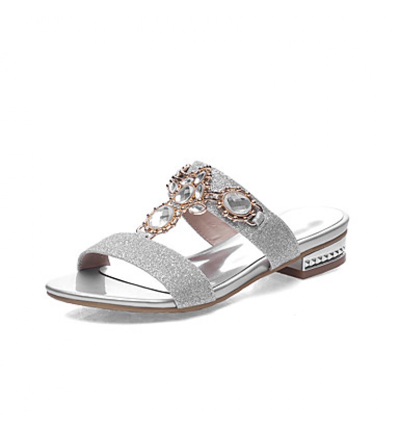 Women's Shoes Low Heel Round Toe Sandals Dress / Casual Silver / Gold