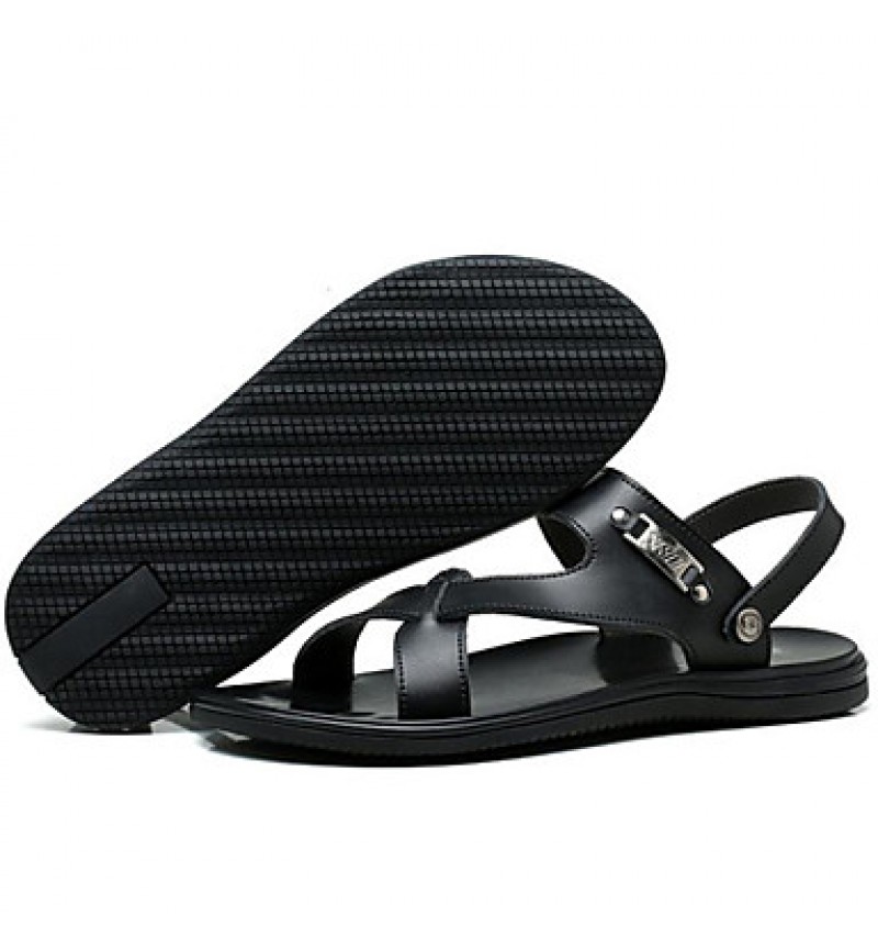 Men's Shoes Outdoor / Office & Career / Work & Duty / Athletic / Dress / Casual Nappa Leather Sandals Black / White  